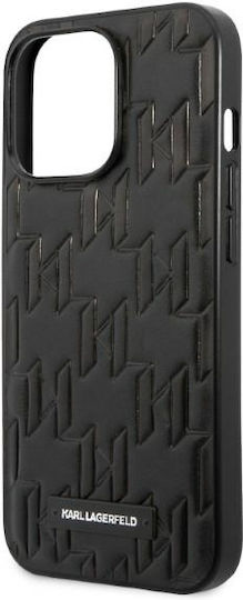 Karl Lagerfeld Monogram Plaque Umschlag Rückseite Silikon Schwarz (iPhone 13 Pro Max)