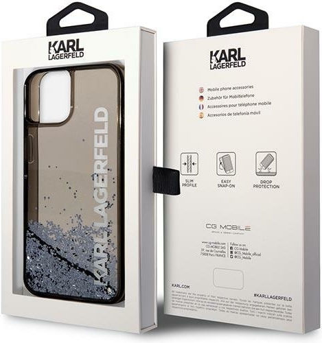 Karl Lagerfeld Liquid Glitter Elong Back Cover Silicone Black (iPhone 14 Plus)