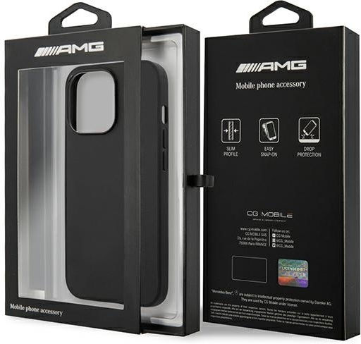 Mercedes-Benz Leather Hot Stamped Back Cover Leather Black (iPhone 14 Pro)