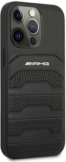 Mercedes-Benz Leather Debossed Lines Back Cover Δερμάτινο / Πλαστικό / Σιλικόνης Μαύρο (iPhone 14 Pro)