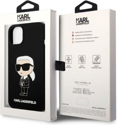 Karl Lagerfeld Ikonik NFT Logo Umschlag Rückseite Silikon Schwarz (iPhone 14 Plus)
