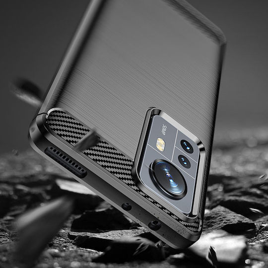 Techsuit Carbon Umschlag Rückseite Silikon Schwarz (Xiaomi 12 / 12X)