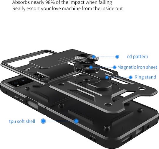 Techsuit Shield Umschlag Rückseite Kunststoff / Silikon Schwarz (Motorola Razr 40)
