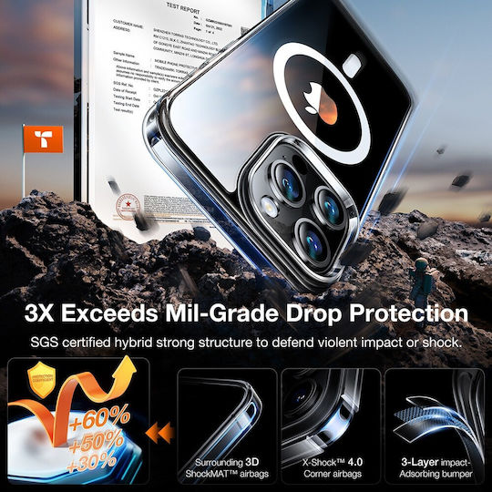 Torras Diamond Clear-mag Back Cover Tempered Glass 1.016mm Magnetic Transparent (iPhone 15 Pro)