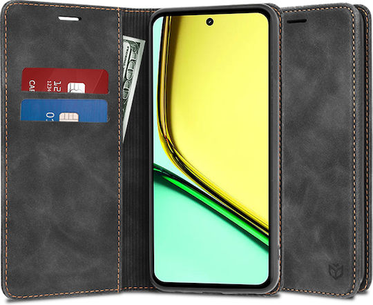 Techsuit Back Cover Silicon / Piele artificială Negru (Realme C67)