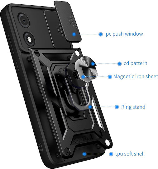 Techsuit Camshield Задна корица Пластмаса / Силикон Черен (Realme 5 Pro)