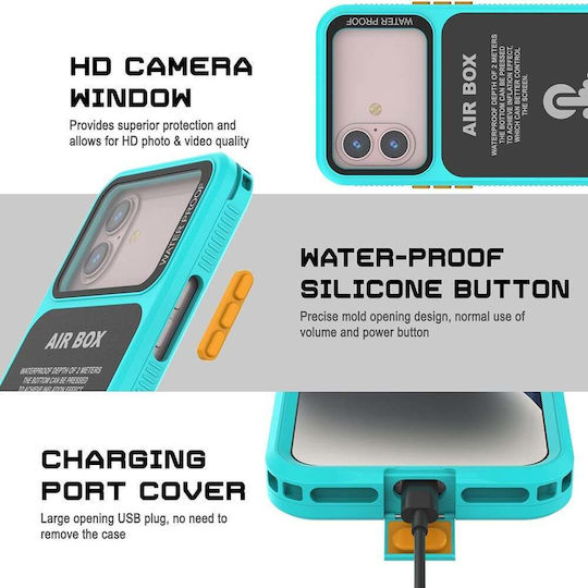 Shellbox Задна Корица Закалено Стъкло Водоустойчив Син iPhone 12 / 12 Pro Xiaomi 15 Pro