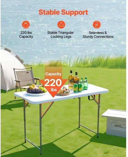 Vevor Τραπέζι Ατσάλινο για Camping Πτυσσόμενο Λευκό