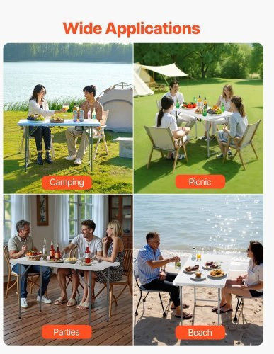 Vevor Τραπέζι Ατσάλινο για Camping Πτυσσόμενο Λευκό
