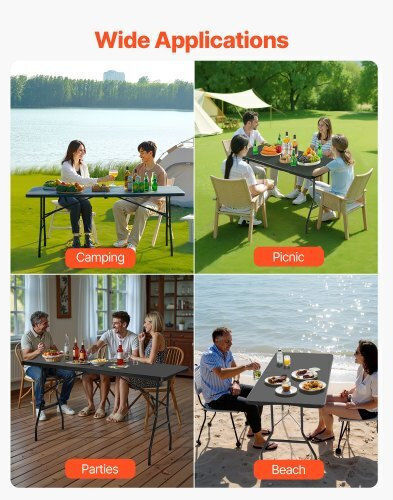 Vevor Τραπέζι Ατσάλινο για Camping Πτυσσόμενο Μαύρο