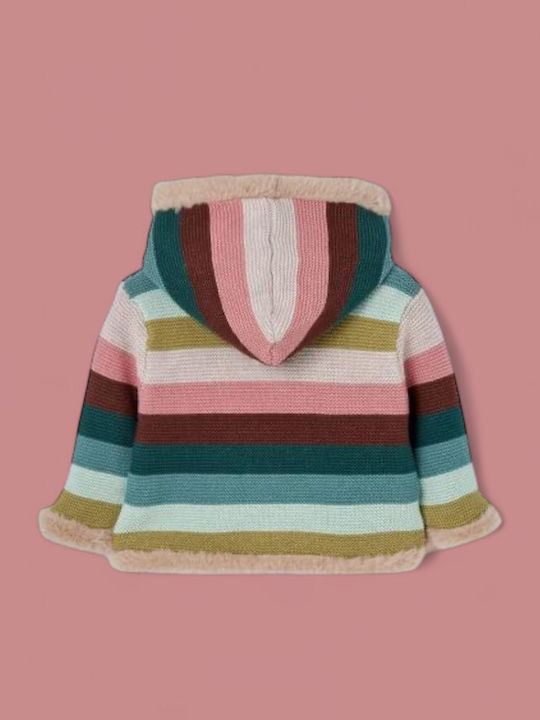 Kids Cardigan Fur with Hood Beige