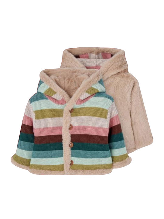 Kids Cardigan Fur with Hood Beige