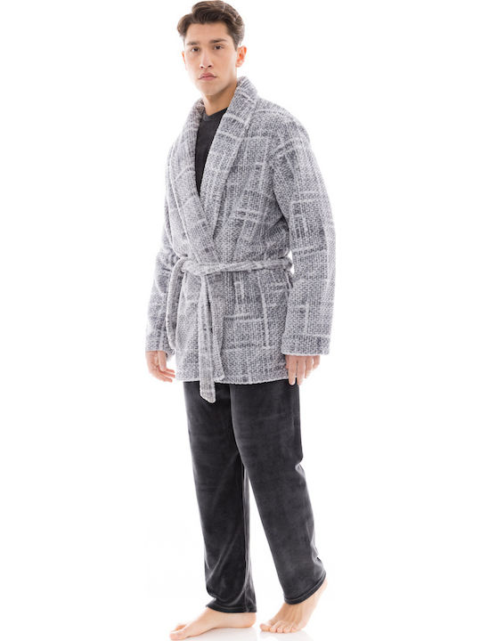 Ulisse Winter Karo Herren-Robe Gray
