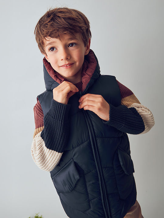 Kinder Freizeitjacke Ärmellos Beidseitig mit Kapuze Blau