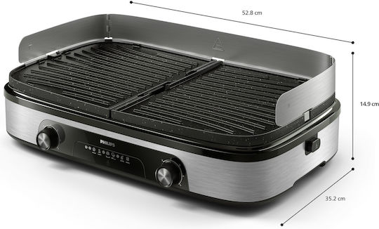 Philips 6000 Series Tabletop Electric Grill Smooth and Ribbed Plate 2000W
