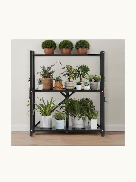 Vevor Metallic Kitchen Trolley 3 Tiers Black 76x33x91cm
