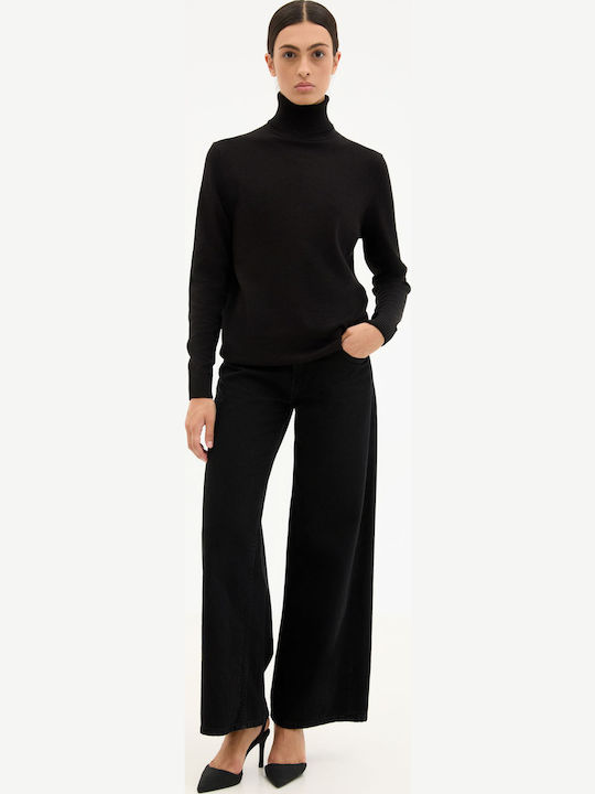 Women's Sweater Cotton Turtleneck Black