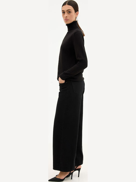 Women's Sweater Cotton Turtleneck Black