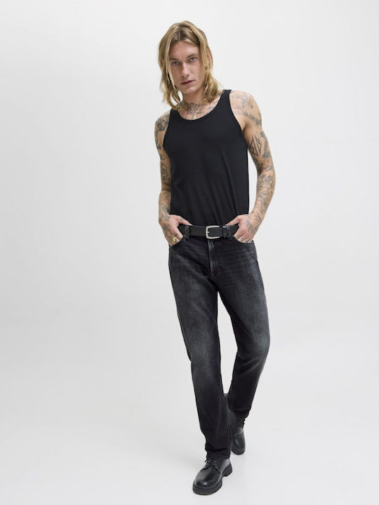 Ανδρικό Παντελόνι Τζιν με Regular Straight Εφαρμογή Black