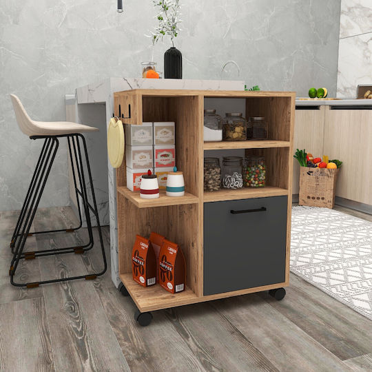 Cabinet De Birou Din Lemn Cu Roți Atlantic Pine Antracit 60x80.9x35cm
