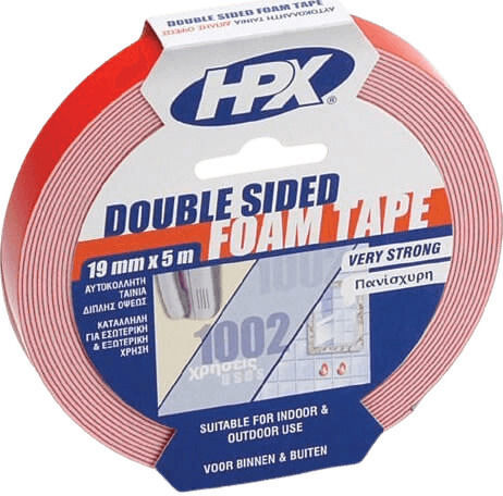 HPX Self-Adhesive Foam Double-Sided Tape White 19mmx5m 1pcs