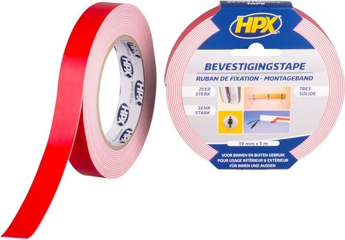 HPX Self-Adhesive Foam Double-Sided Tape White 19mmx5m 1pcs