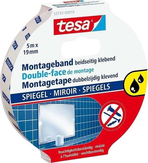 Tesa Powerbond Spiegel-Klebeband – Doppelseitiges Montageband, Feuchtigkeitsbeständig & Stark Haftend Tesa Powerbond Spiegel-Klebeband – Doppelseitiges Montageband, Feuchtigkeitsbeständig & Stark Haftend