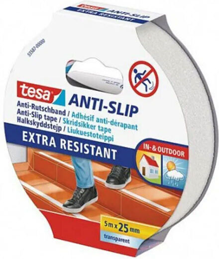 Tesa Διαφανής Αυτοκόλλητη Αντιολισθητική Ταινία Διάφανη 5mx25mm