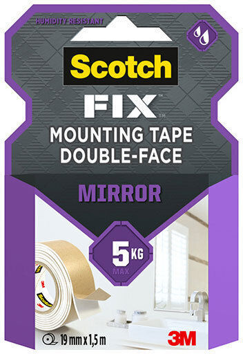 3M Max Αυτοκόλλητη Ταινία Διπλής Όψης Λευκή 1.5mx19mm