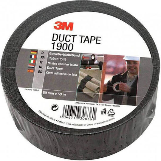 3M Value Duct Tape Self-Adhesive Fabric Tape Black 50mmx50m 1pcs