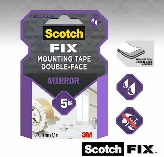 Scotch-fix Doppelseitiges Spiegelband 19 mm x 5 m