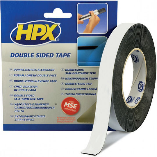 HPX Self-Adhesive Double-Sided Tape Black 12mmx10m 1pcs
