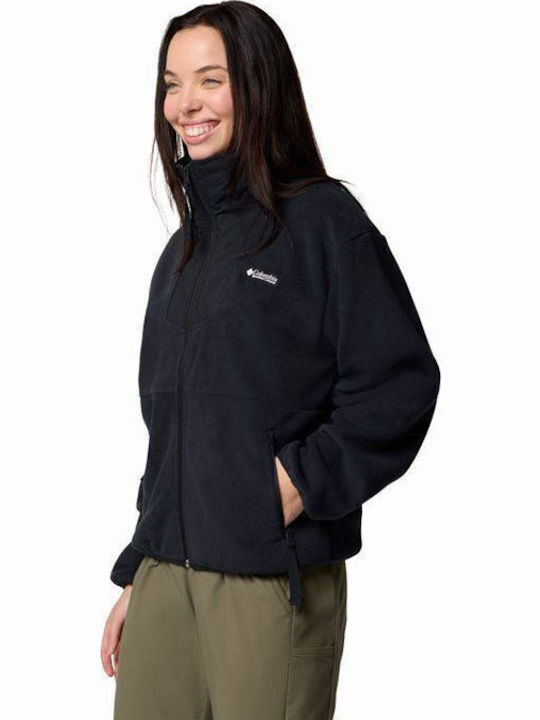 Full Fleece Γυναικεία Ζακέτα με Φερμουάρ Black