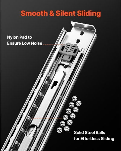 Vevor Pair of Sliding Rails Soft Close Full Extension 16-60 Inches 500 Lbs Zxcthg500b607bscwv0