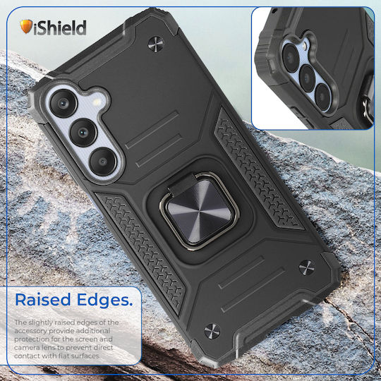 Case Samsung Galaxy A16 Hybrid Armor Dual Shockproof Rotating Ring Holder Stand Function Compatible Magnetic Car Mount Nitro Ishield Black