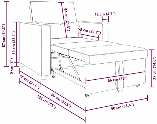 Armchair Bordeaux 90x165x87cm