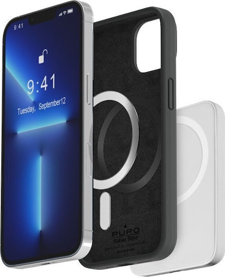 Puro Icon Mag Back Cover Σιλικόνης Μαύρο (iPhone 14 Pro)