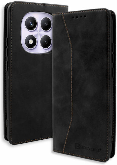 Bodycell Книга Изкуствена кожа / Силикон Черен (Redmi Note 14 Pro 5G / Poco X7)