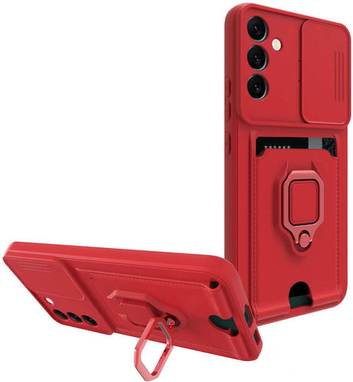 Bodycell Multifunction Back Cover Plastic with Strap and Card Slot Red (Galaxy A14)