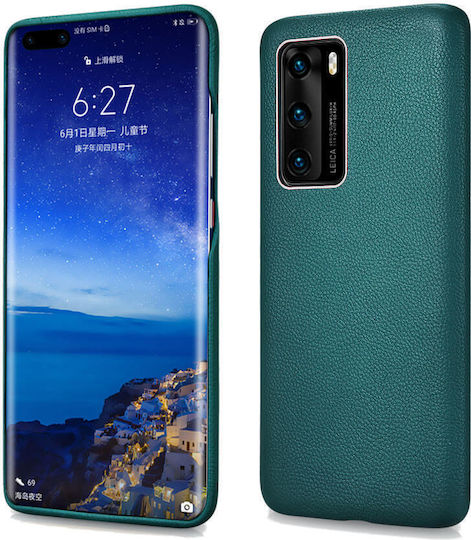 iCarer Grained Back Cover Piele Verde (Huawei P40)