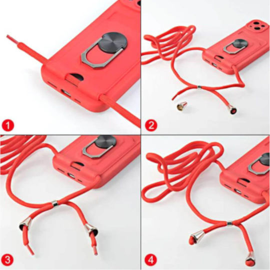 Bodycell Multifunction Back Cover Plastic with Strap and Card Slot Red (Galaxy S22 Ultra)