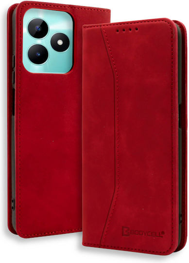 Bodycell Brieftasche Synthetisches Leder Rot (Realme C51)