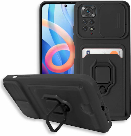 Bodycell Multifunction Back Cover Plastic with Strap and Card Slot Black (Redmi Note 11 Pro)