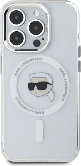 Karl Lagerfeld Karl Head Magsafe Umschlag Rückseite Gehärtetes Glas Transparent (iPhone 15 Pro Max)