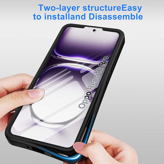 Techsuit С пълно покритие (360°) Силикон Черен (Oppo Reno12 Pro - Techsuit)