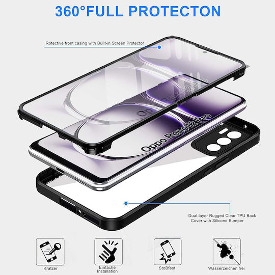 Techsuit С пълно покритие (360°) Силикон Черен (Oppo Reno12 Pro - Techsuit)