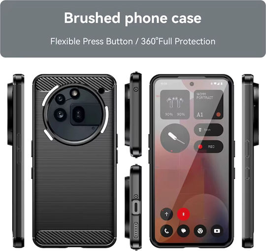 Techsuit Carbon Back Cover Silicon Negru (Nothing Phone (3a) Pro)