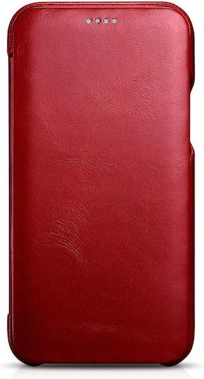 iCarer Vintage Curved Edge Book Piele Roșu (iPhone 11 Pro)