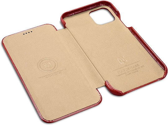 iCarer Vintage Curved Edge Book Piele Roșu (iPhone 11 Pro)
