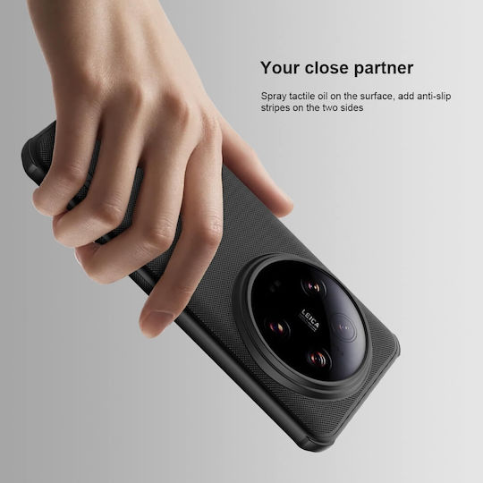 Nillkin Super Frosted Pro Umschlag Rückseite Kunststoff / Silikon 0.5mm Wasserdicht Schwarz (Xiaomi 14 Ultra)